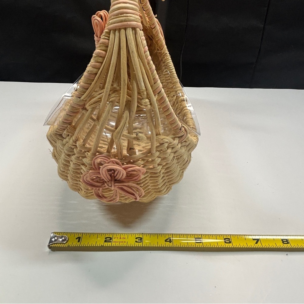 Bunny Rabbit Shaped Wicker Basket Easter Spring Home Decor Liner Vintage - Picture 9 of 10